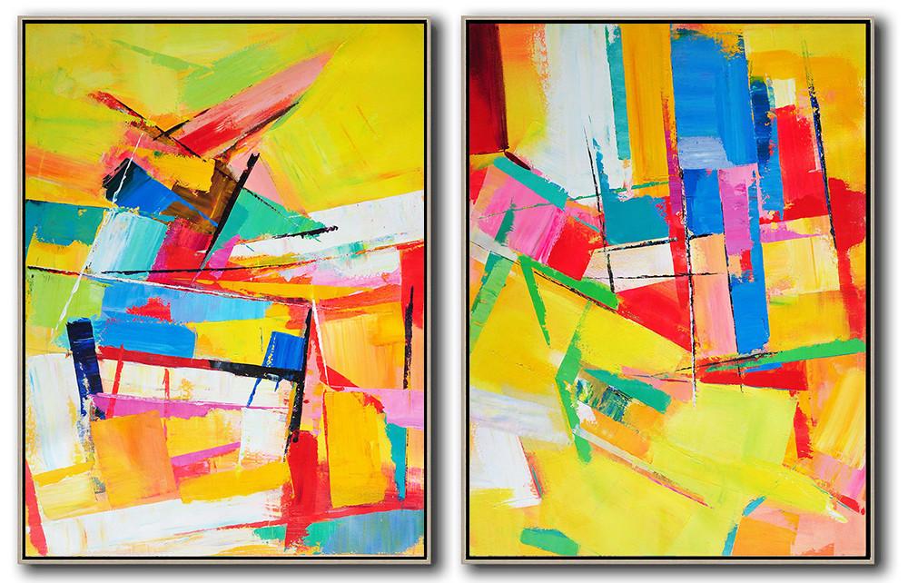 Hand-painted Set of 2 Contemporary Art on canvas - Modern Art Sculpture Extra Large